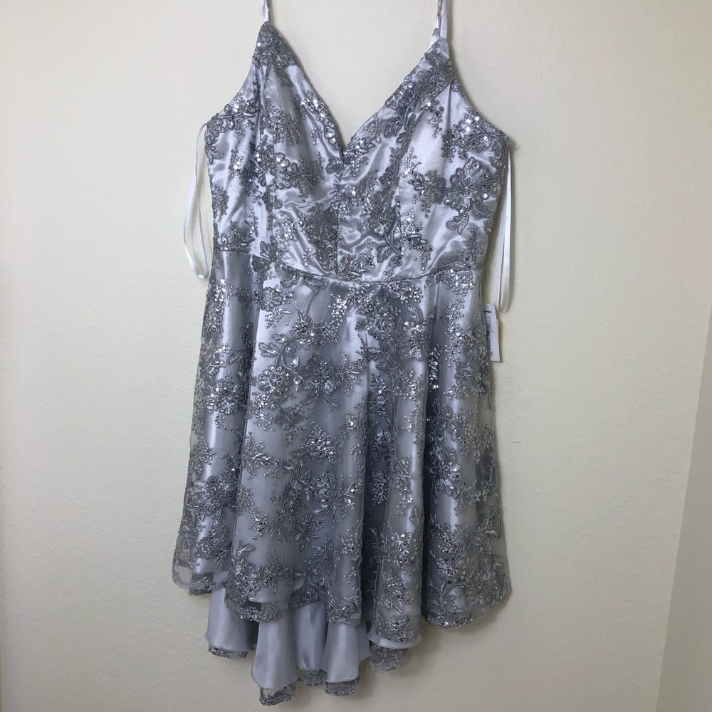 B.Darlin Silver Sequin Dress